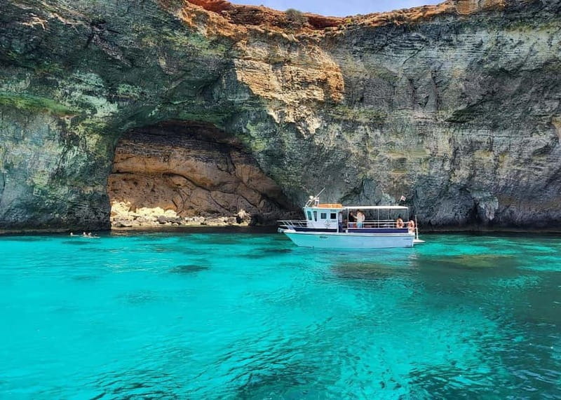 Comino: Blue Lagoon, Crystal Lagoon and Sea Caves Boat Tour - A small-boat Comino plan from Cirkewwa