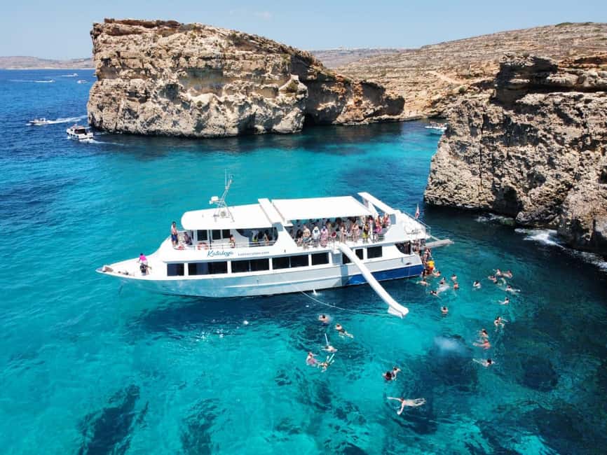 From Sliema: Comino, Crystal Lagoon, and Blue Lagoon Cruise - From Sliema docks to the Maltese coast in 7.5 hours