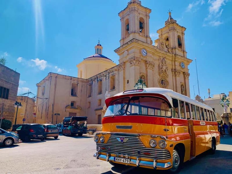 Malta: 5 hr Vintage Bus Tour - Mdina & Blue Grotto inc. food - Marsaxlokk Fishing Village: 30 Minutes for Photos and Souvenirs
