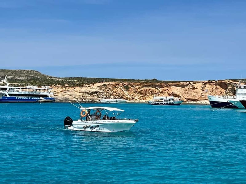 Mellieha: 1:00pm Speedboat round Comino Caves 2h Blue Lagoon - From Blue Waves Watersports to Comino, Fast and Focused