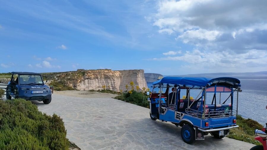 Sunset Tuk Tuk Tour in Gozo & Blue Lagoon (Comino) - Gozo by sunset tuk tuk: Xewkija, Sanap Cliffs, and Xlendi Bay